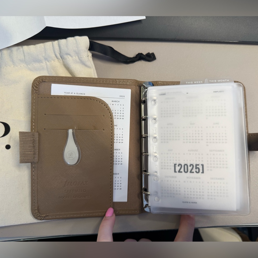 Pocket Filofax Planner w/ Cloth & Paper 2025 Inserts
